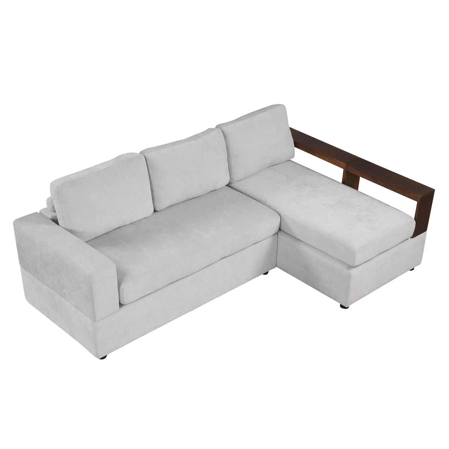 Sectional Sofa Upholstered Sofa Couch With Reversible Armrests For Living Room Noble House