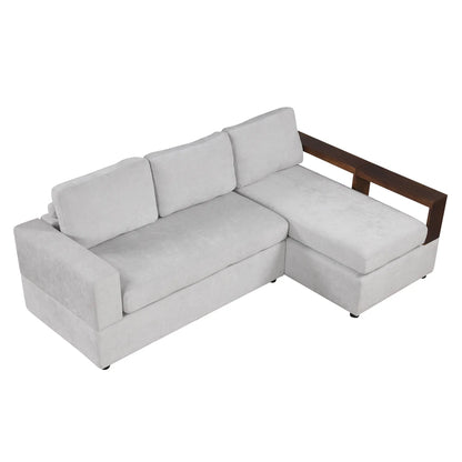 Sectional Sofa Upholstered Sofa Couch With Reversible Armrests For Living Room Noble House