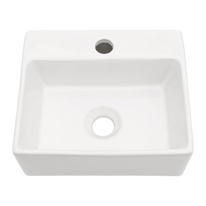 Ceramic Rectangle Wall Mount Bathroom Sink With Single Faucet Hole Daily Nest