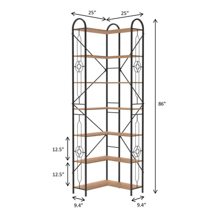 Industrial Style Corner Bookshelf With Thickened Iron Frame Home Essentials