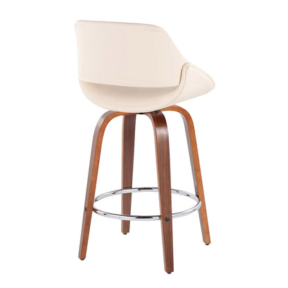 Fabrico - Mid Century Modern, Fixed Height Counter Stool With Round Footrest (Set of 2) Lumi Source