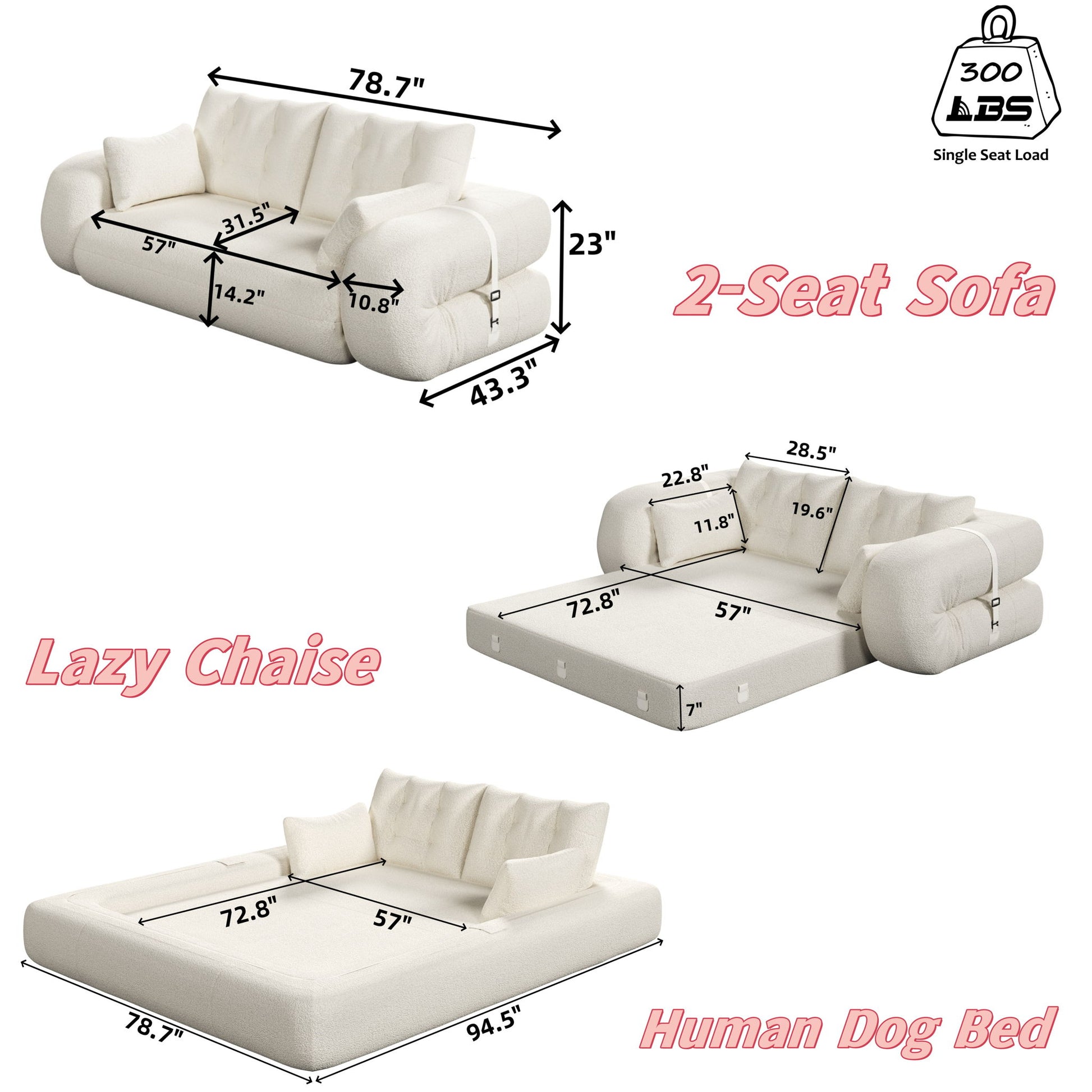 Human Dog Bed, Multi Functional Foldable Sofa Bed, 3 In 1 Home Essentials