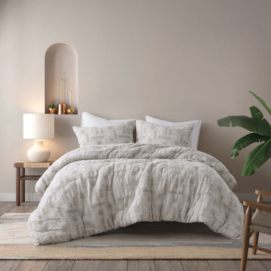 Cairo - 3 Piece King/California King Comforter Set - Ivory INK+IVY