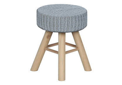 Ottoman, Pouf, Footrest, Foot Stool, Round Velvet, Natural Wood Legs, Contemporary, Modern 8th Street