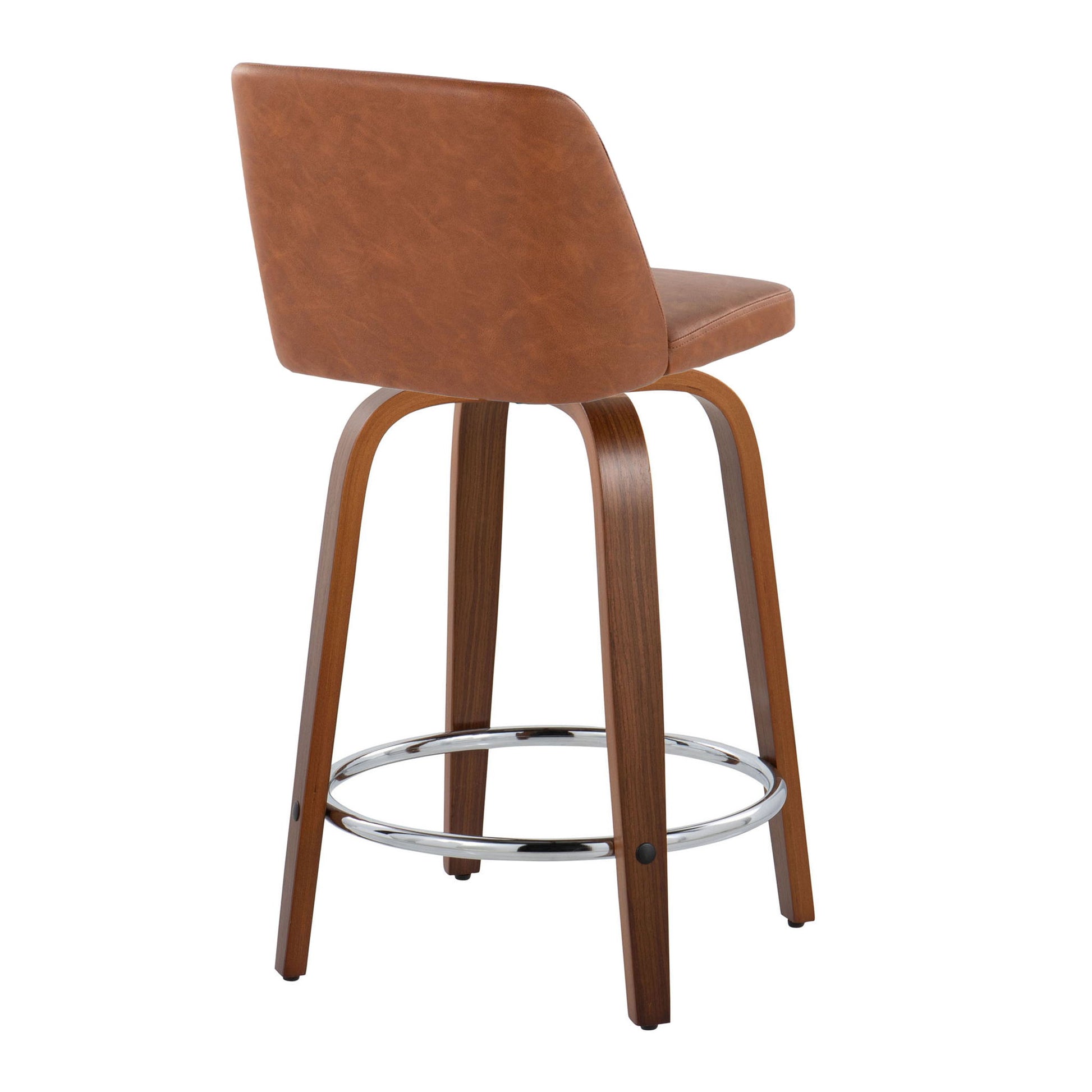Toriano - Mid Century Modern Fixed Height Counter Stool With Swivel With Round Footrest (Set of 2) Lumi Source
