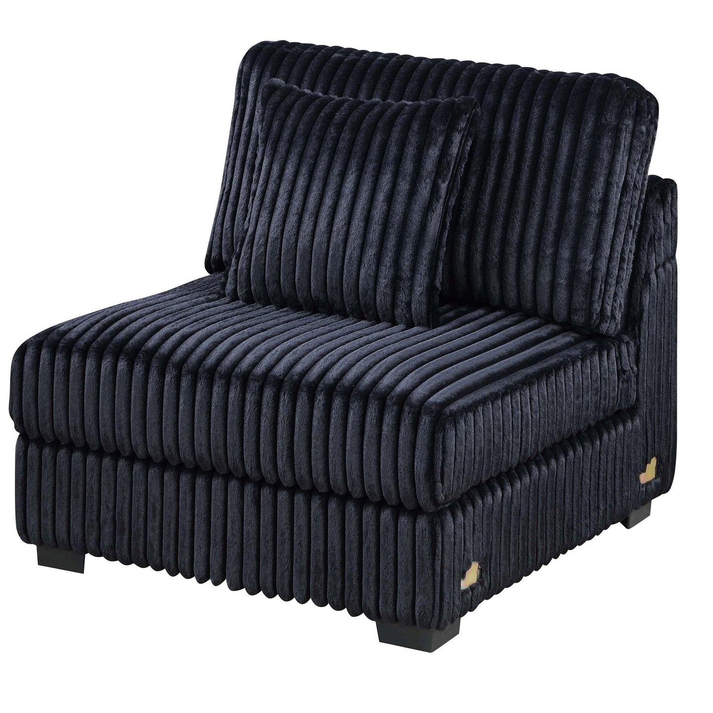 Armless Chair With Pillow, Living Room Furniture, Soft Upholstered - Black Home Essentials