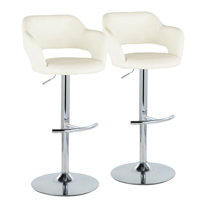 Margarite - Contemporary Ajustable Barstool With Swivel With Rounded T Footrest (Set of 2) Lumi Source