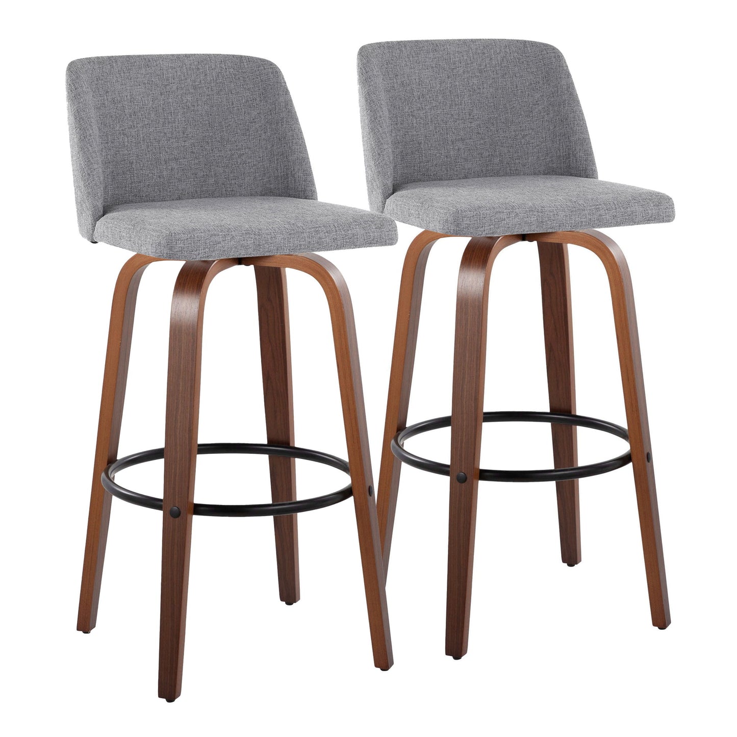 Toriano - Mid Century Modern Fixed Height Barstool Swivel And Round Footrest (Set of 2) Lumi Source