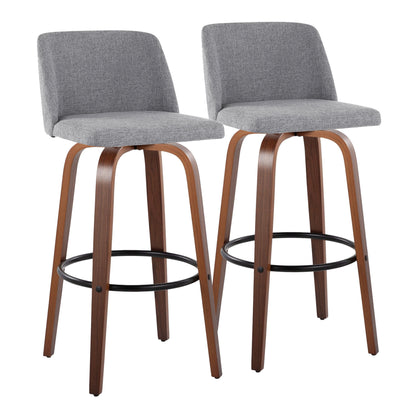 Toriano - Mid Century Modern Fixed Height Barstool Swivel And Round Footrest (Set of 2) Lumi Source