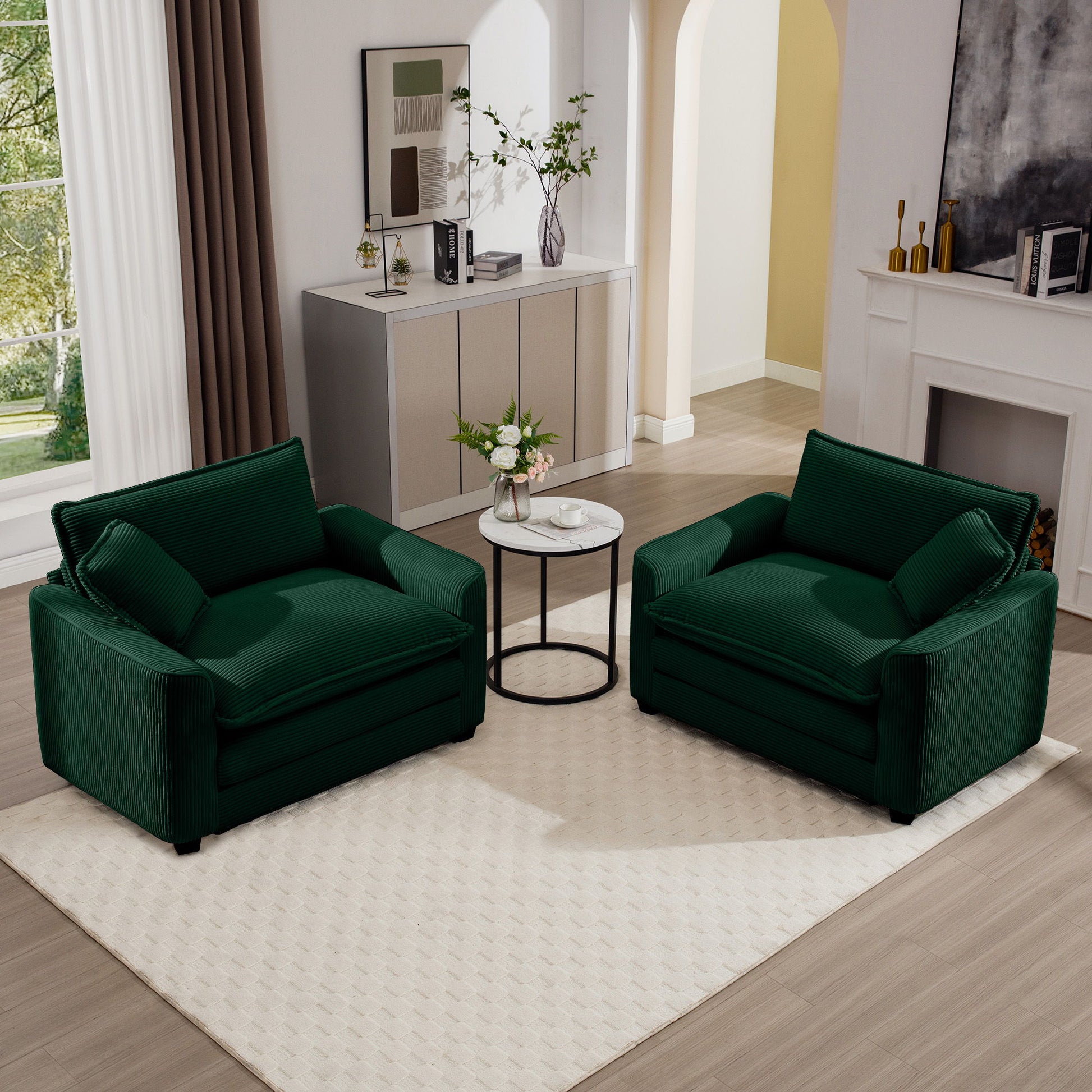 Modern Classic Fabric Single Chair Deep Seat Sofa With Pillow Home Essentials