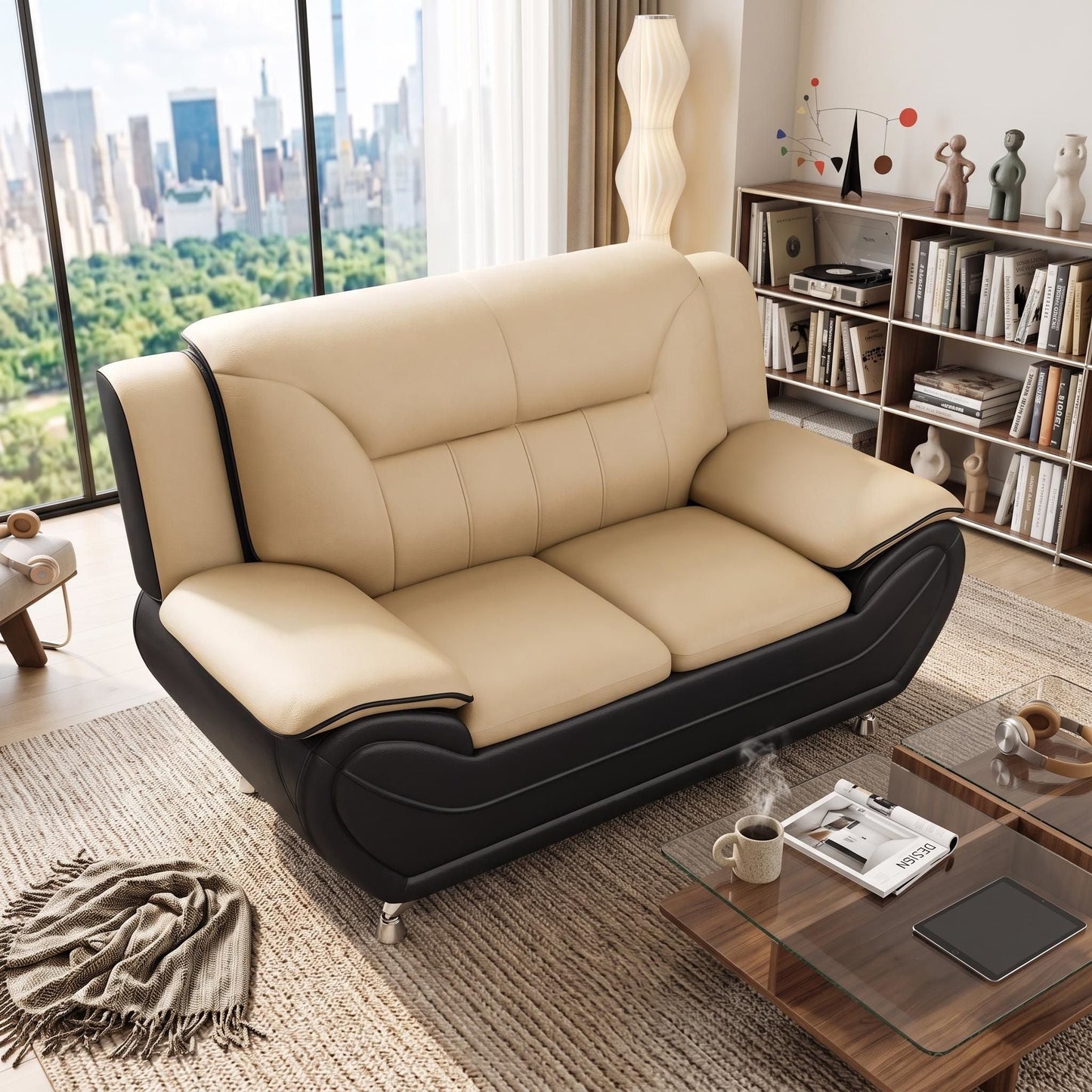 3 Piece Sofa Set, Upholstered Living Room Furniture - Camel US Pride