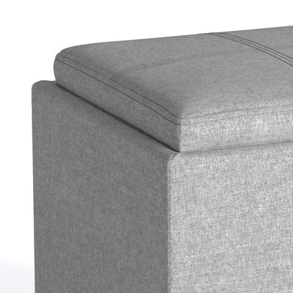 Rockwood - Upholstered Cube Storage Ottoman With Tray Simpli-Home