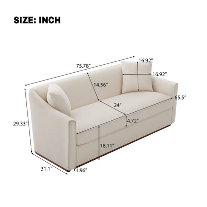 3 Seater Sofa With Wrap Around Armrests And Throw Pillows Noble House