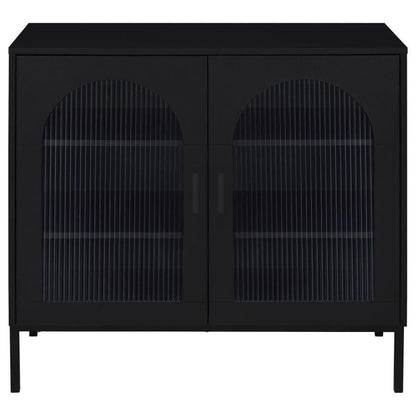 Jess - 2-Door Arched Fluted Glass Accent Cabinet - Black Coaster Fine Furniture