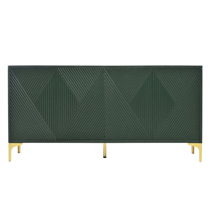 Modern Wood Sideboard Cabinet With Carved Door Panels, Adjustable Shelves, And Sturdy Metal Legs Home Essentials