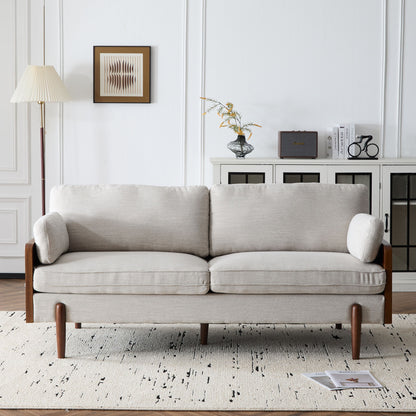 Mid Century Moderne Sofa With Wood Sides Noble House
