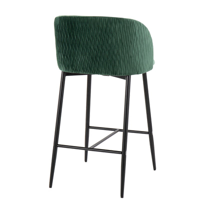 Fran - Pleated Waves Contemporary Fixed Height Counter Stool (Set of 2) Lumi Source