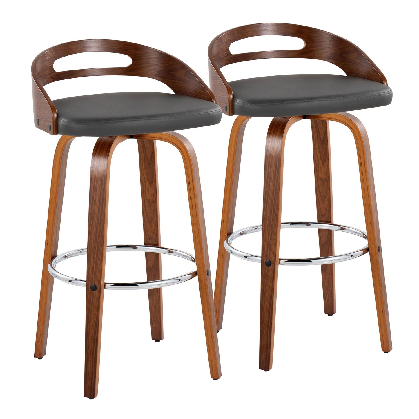 Cassis - Contemporary Fixed Height Barstool With Swivel With Round Footrest (Set of 2) Lumi Source