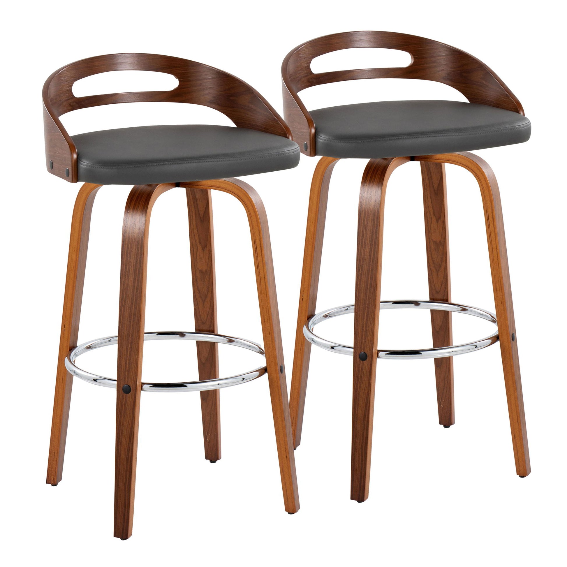 Cassis - Contemporary Fixed Height Barstool With Swivel With Round Footrest (Set of 2) Lumi Source