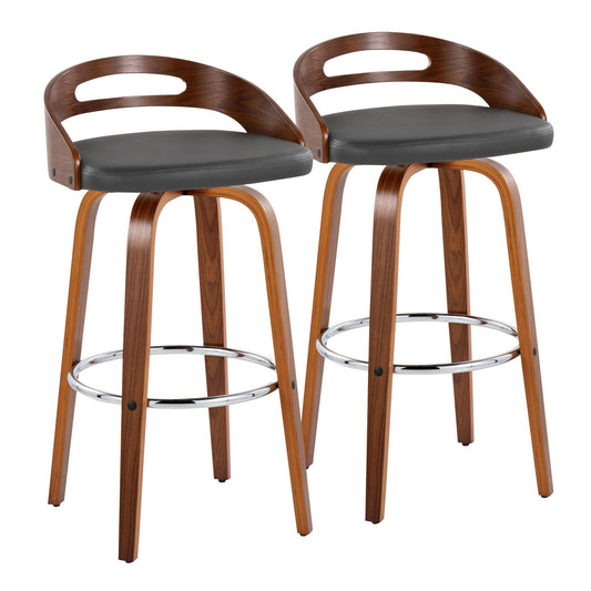 Cassis - Contemporary Fixed Height Barstool With Swivel With Round Footrest (Set of 2) Lumi Source