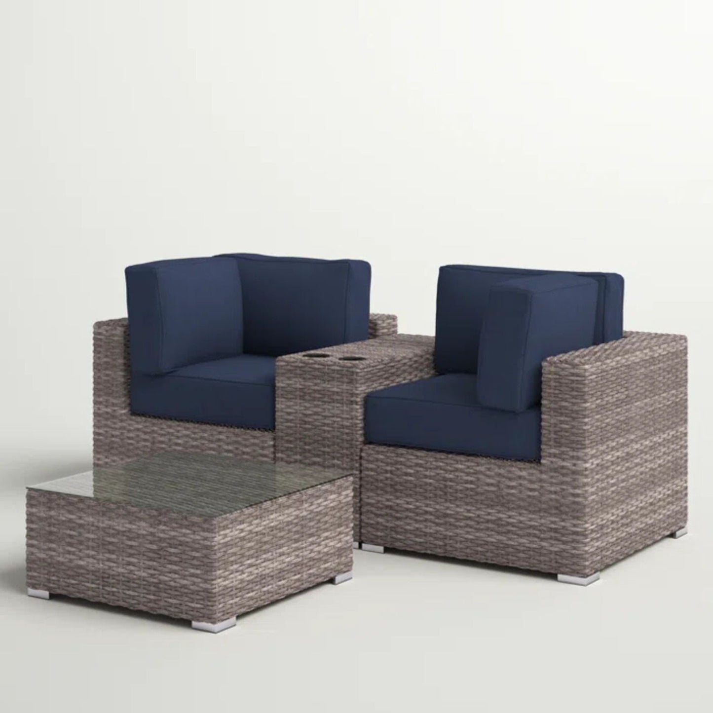 Wicker Seating Group Set With Table And Cushions LSI Patio Furniture