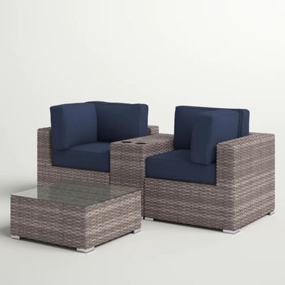 Wicker Seating Group Set With Table And Cushions LSI Patio Furniture