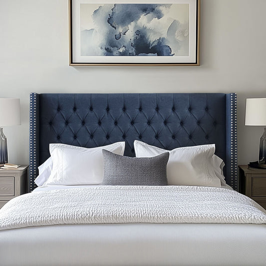 Amelia - King Upholstery Headboard - Navy Madison Park