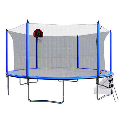 16Ft Trampoline With Basketball Hoop Pump And Ladder (Inner Safety Enclosure) With Soccer Goal Daily Nest