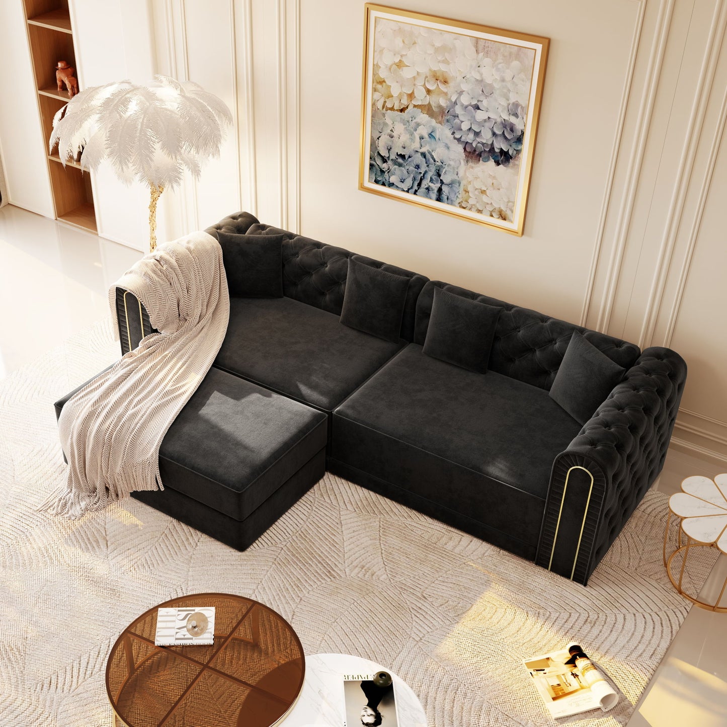 3-In-1 Convertible Sleeper Sofa With Movable Ottoman For Living Room Home Essentials