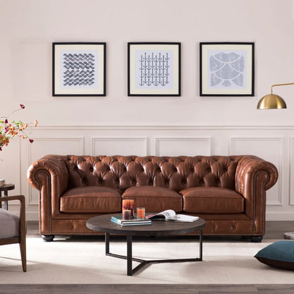 Traditional Tufted Leather Chesterfield Nailhead Sofa Nicelink
