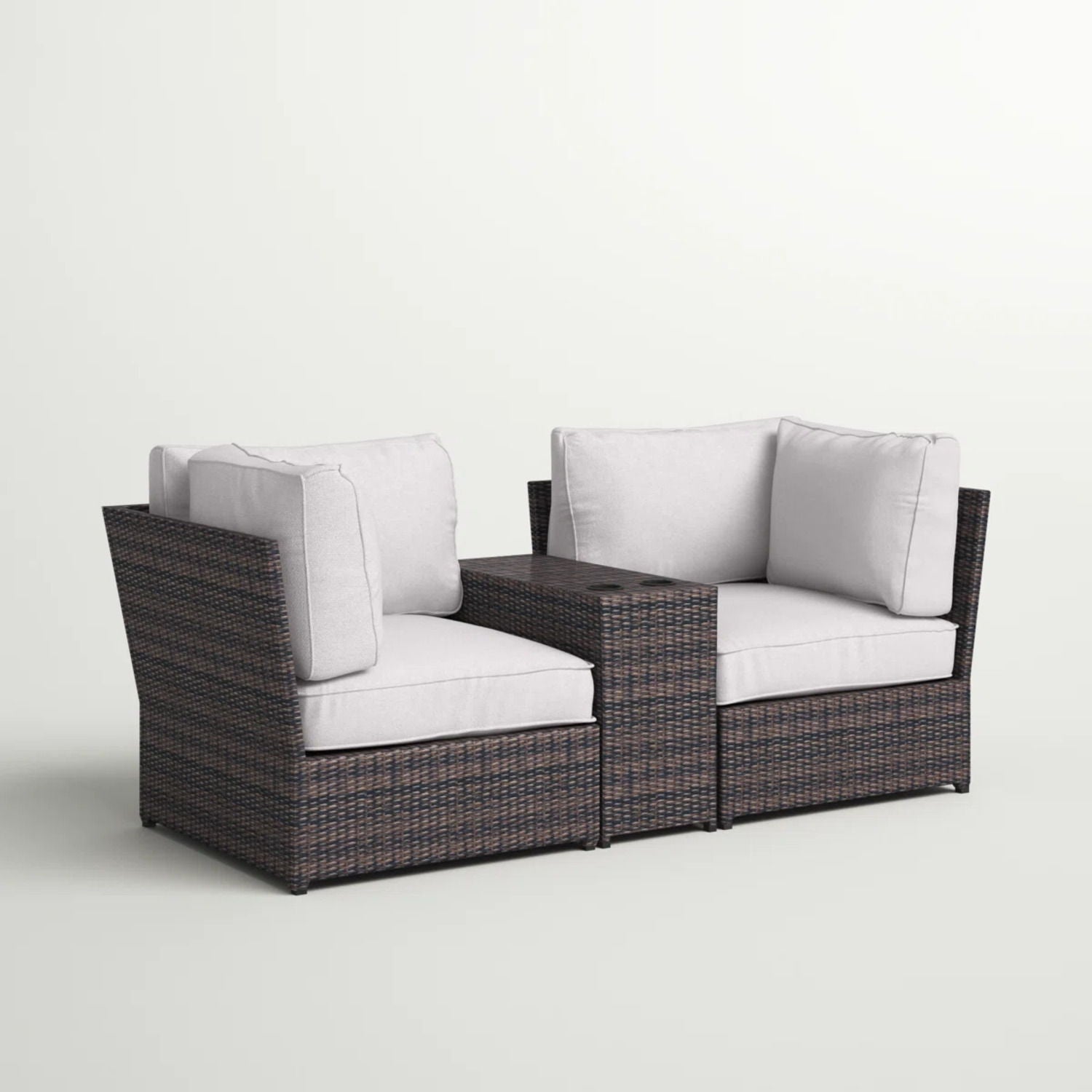 Outdoor Wicker Loveseat With Cushions LSI Patio Furniture