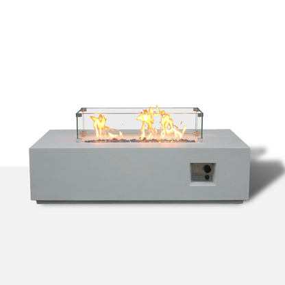 Outdoor Concrete Propane Gas Rectangle Fire Pit Table Home Essentials