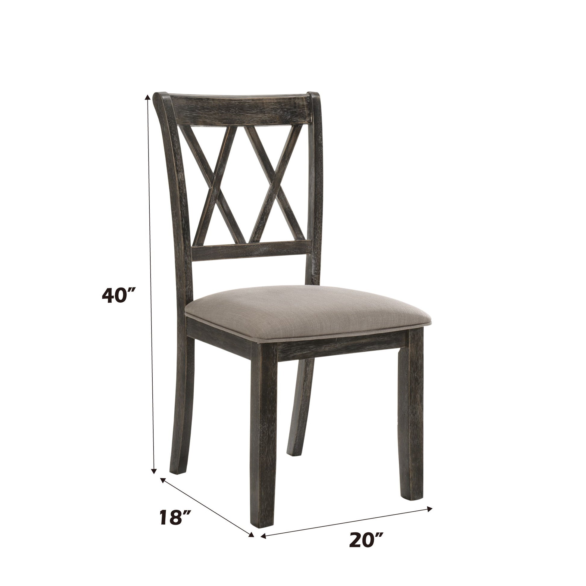 Claudia II - Weathered Side Chair (Set of 2) - Beige / Gray Acme