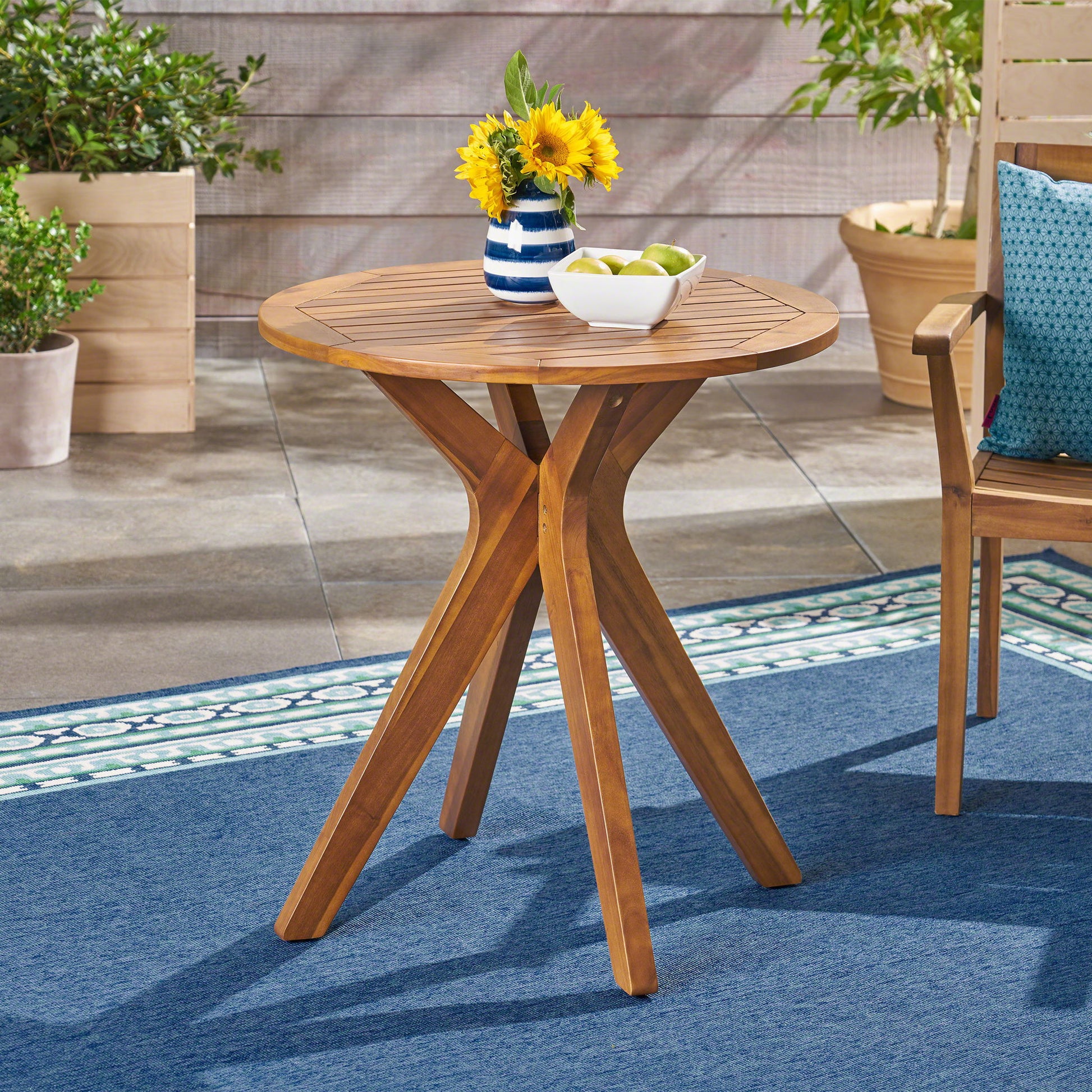 Stamford - Outdoor Bistro Table Acacia Wood X - Base - Teak Noble House
