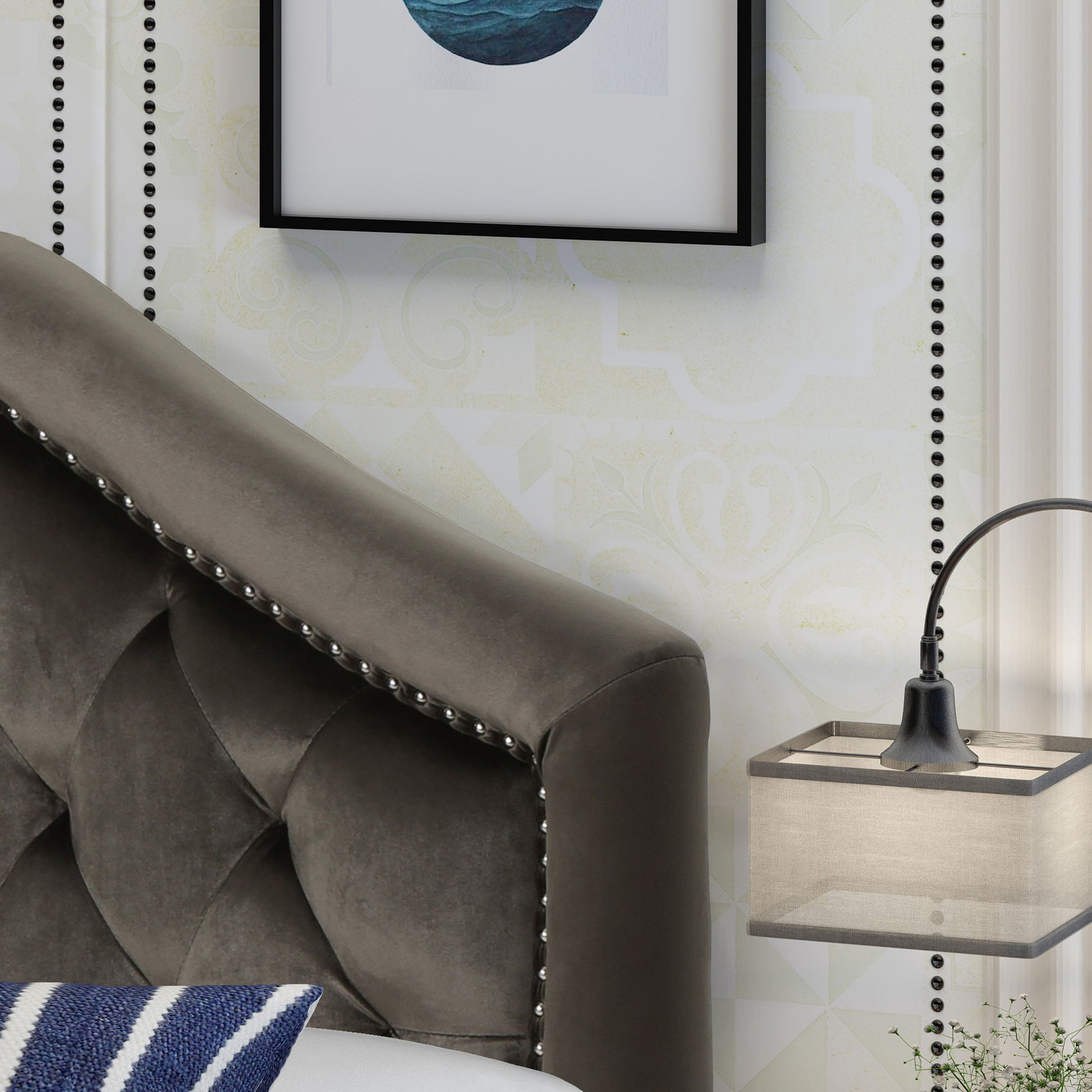 Kaarina - Contemporary Tufted Fabric Headboard Noble House