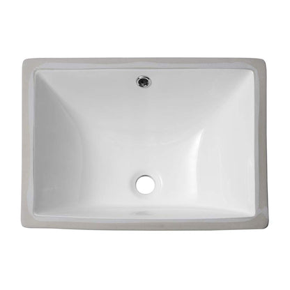 European Style White Ceramic Rectangular Undermount Bathroom Sink With Overflow Daily Nest