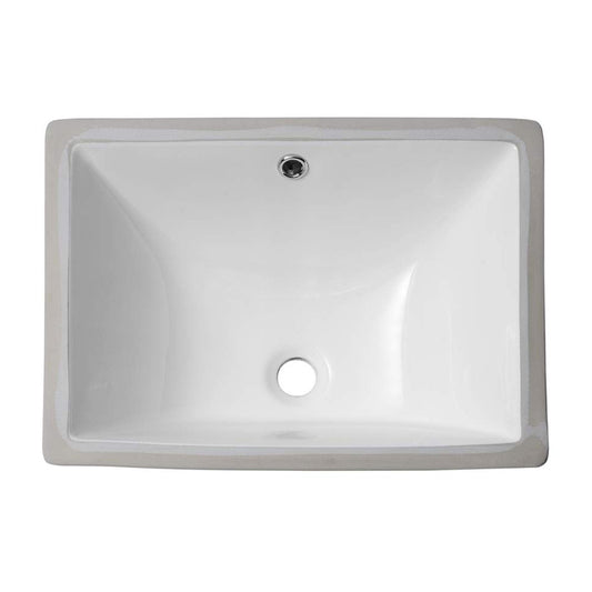 European Style White Ceramic Rectangular Undermount Bathroom Sink With Overflow Daily Nest