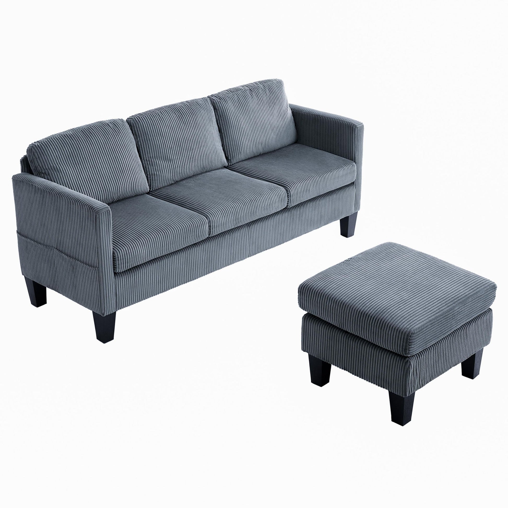 L-Shaped Sectional Sofa With Padded Cashmere, Space Saving Design For Living Rooms & Apartments - Gray Home Essentials