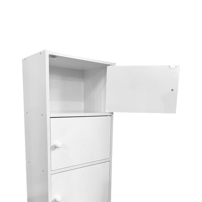 3 Door Storage Utility Cabinet Entryway Living Room Garage Hallway Bathroom Knob Handle - White Home Essentials