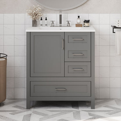 Modern Bathroom Vanity With Ceramic Sink, Solid Frame And Storage Solutions Hearth and Haven