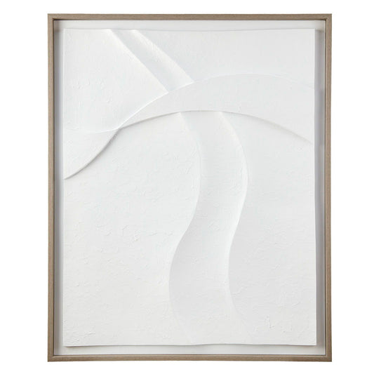 Paths Collide - Framed Carved Resin Dimensional Wall Decor - Off White