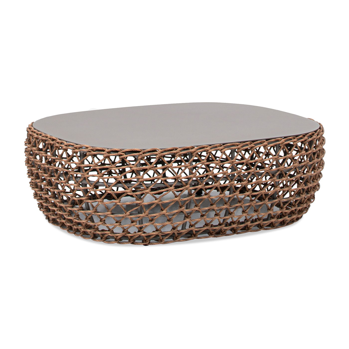 Willow - Oval Woven Patio Coffee Table, Wicker Frame Jennifer Taylor Home