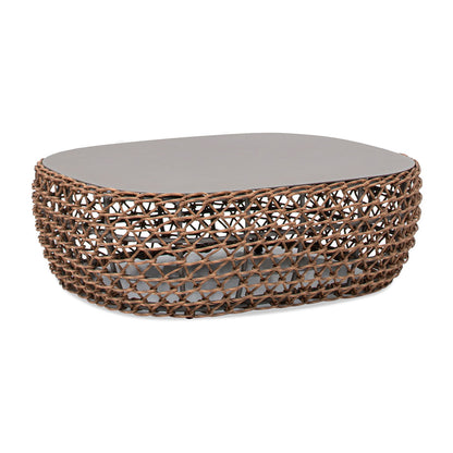 Willow - Oval Woven Patio Coffee Table, Wicker Frame Jennifer Taylor Home