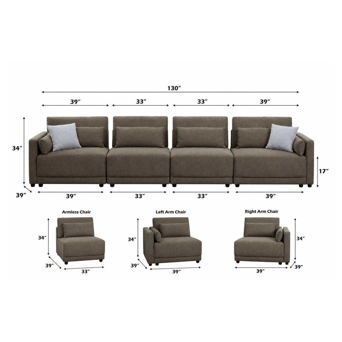 Rylie - Modular Sectional Sofa With Toss Pillows Acme
