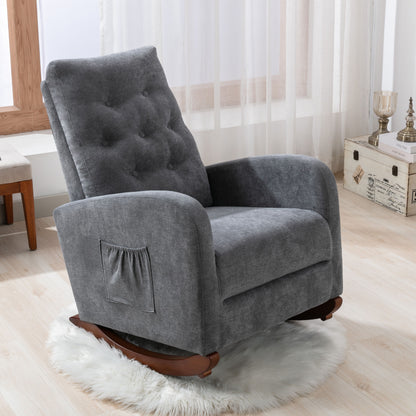 Baby Room High Back Rocking Chair Nursery Chair, Comfortable Rocker Padded Seat, Modern High Back Armchair