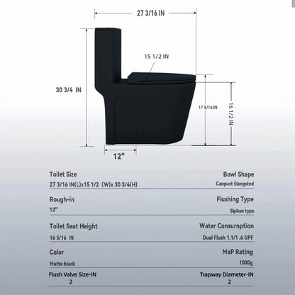 1 Piece Toilet With Tornado Flush, Dual Flush, And ADA Height Comfort Chair Daily Nest