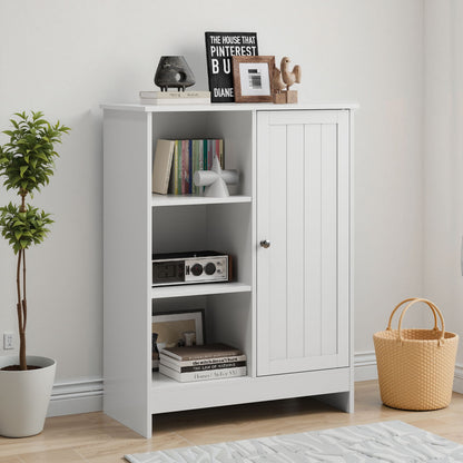 Classic Freestanding Bathroom And Kitchen Storage Cabinet With Adjustable Shelves - White Home Essentials