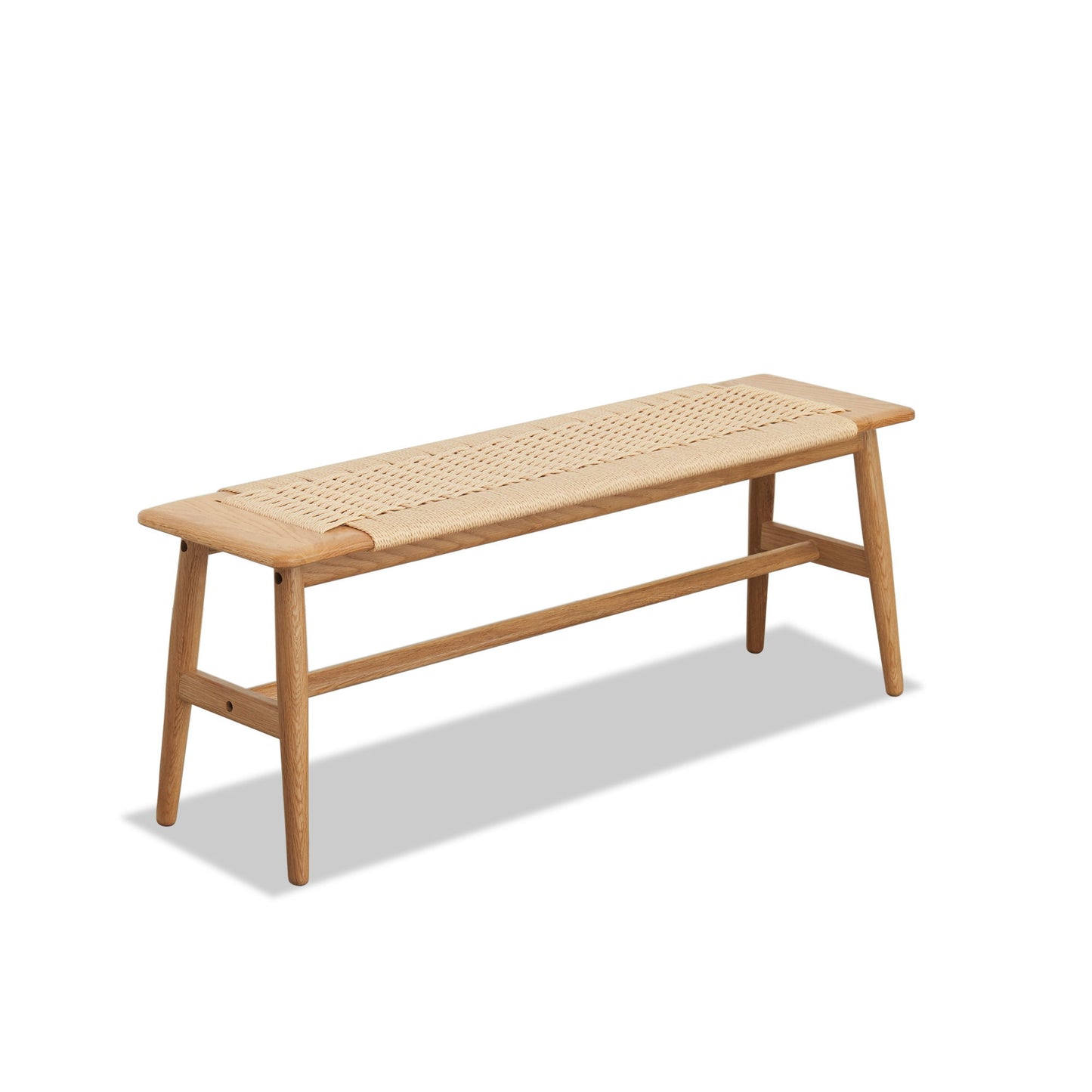 Woven Design Dining Bench For Dining Room, Bedroom - Natural Oak Home Essentials
