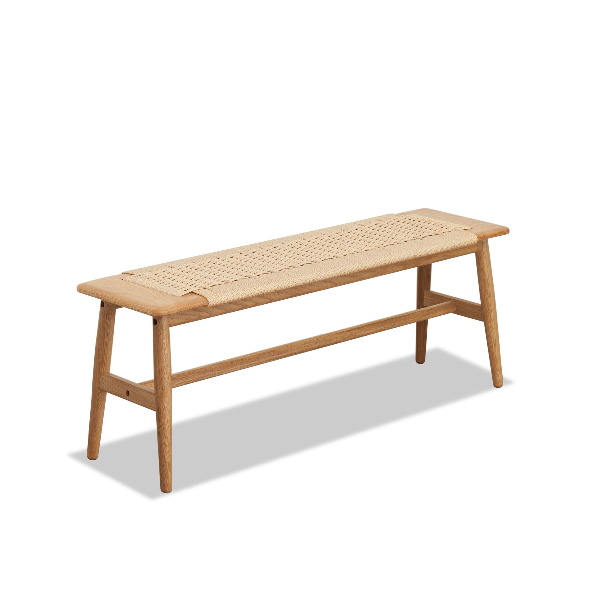 Woven Design Dining Bench For Dining Room, Bedroom - Natural Oak Home Essentials