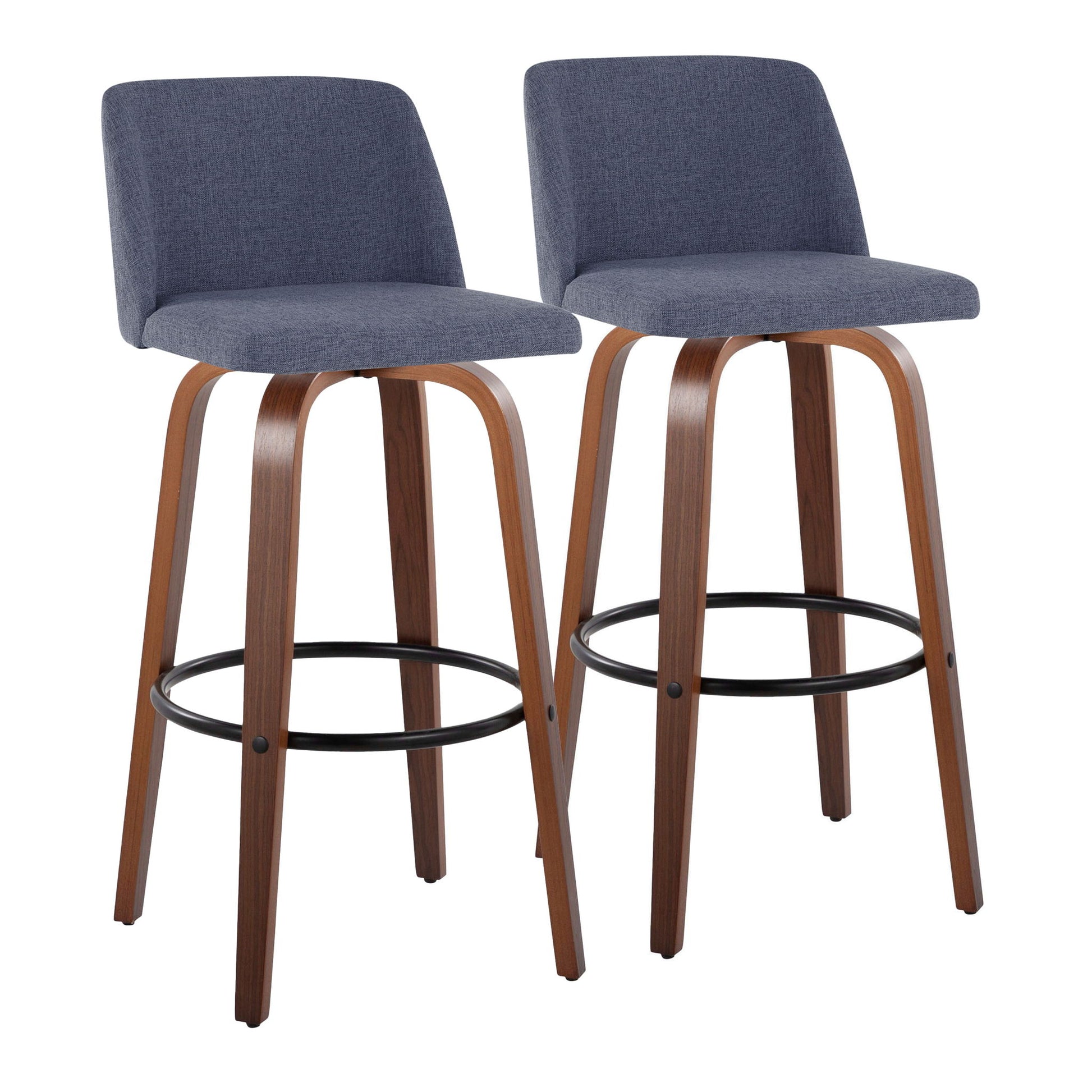 Toriano - Mid Century Modern Fixed Height Barstool Swivel And Round Footrest (Set of 2) Lumi Source